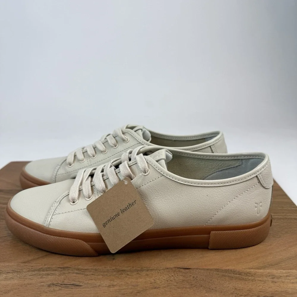 New‎ Womens Frye Gia Ivory Gum Sole Leather Sneakers Shoes Size 9 M